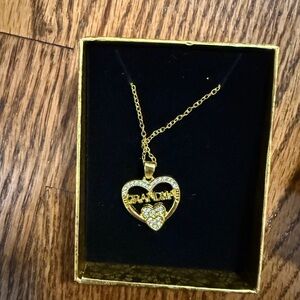 Gold Heart Grandma Pendant Necklace